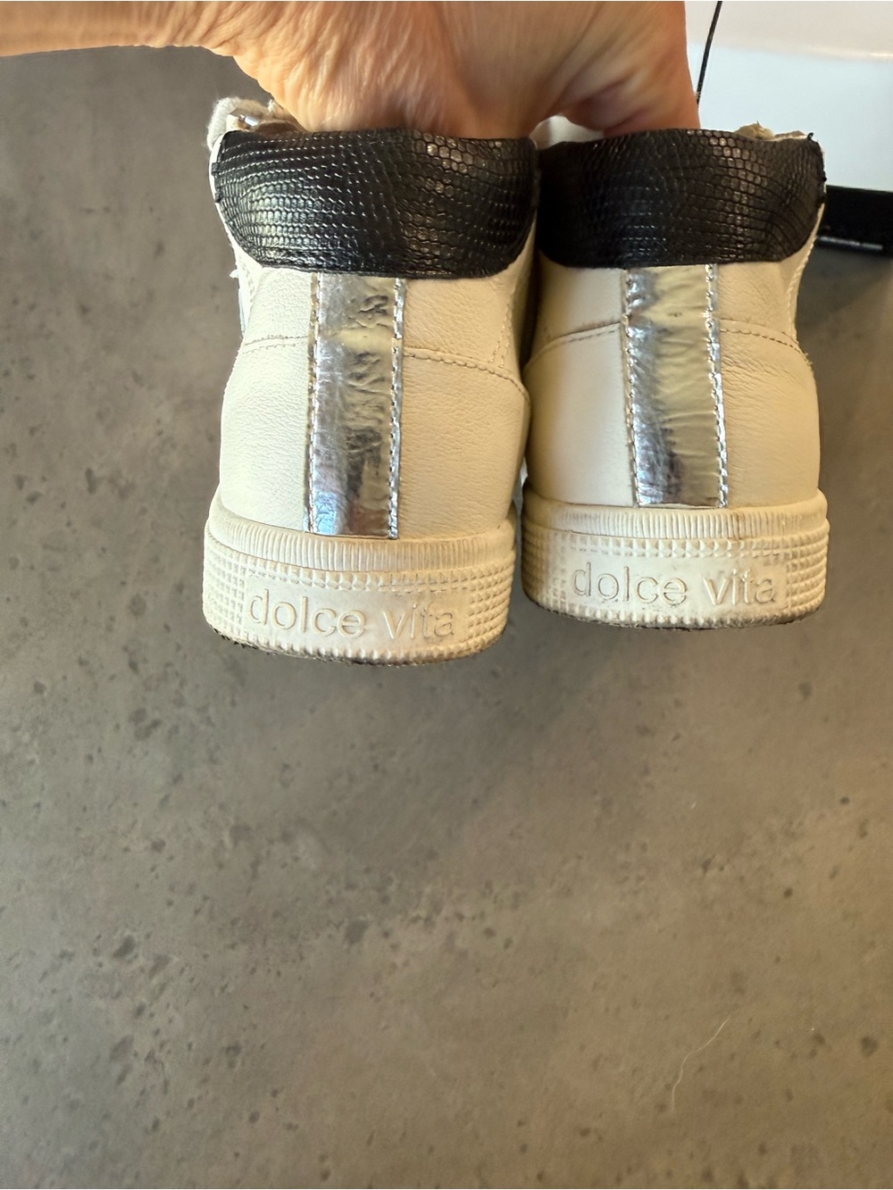 Dolce Vita Cream High-Top Sneakers with Gold Toe - Picture 5 of 8